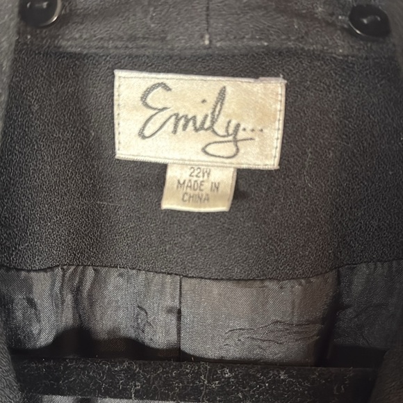 Vintage Emily Black Beaded Removable Lapel Single Button Wool Blazer Size 22W - Picture 4 of 8